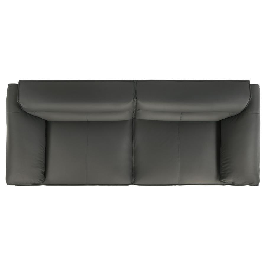 Buxton - Top Grain Leather Upholstered Sofa - Graphite Stationary Sofa modern furniture Contempo Furniture
