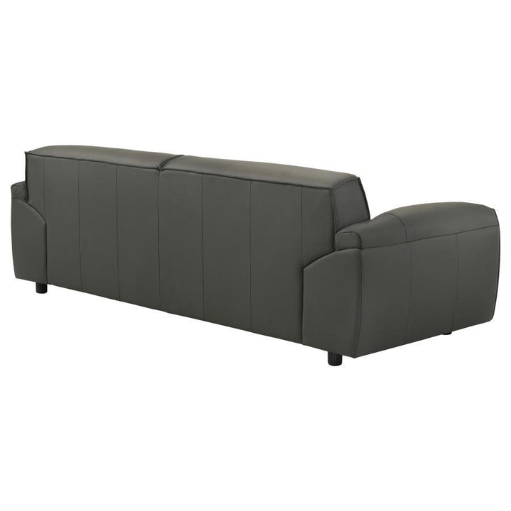 Buxton - Top Grain Leather Upholstered Sofa - Graphite Stationary Sofa modern furniture Contempo Furniture