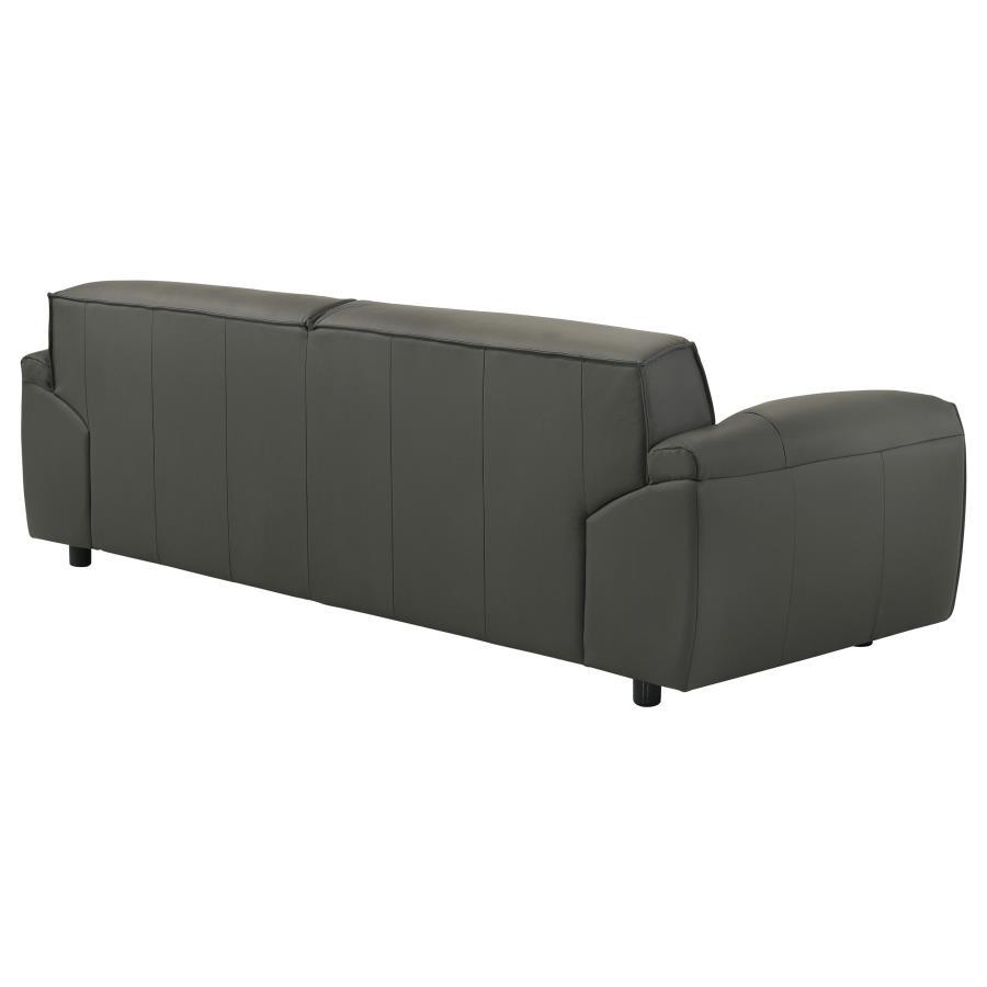 Buxton - Top Grain Leather Upholstered Sofa - Graphite Stationary Sofa modern furniture Contempo Furniture