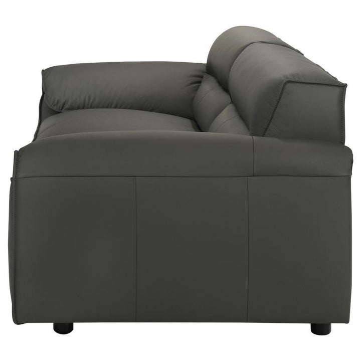 Buxton - Top Grain Leather Upholstered Sofa - Graphite Stationary Sofa modern furniture Contempo Furniture
