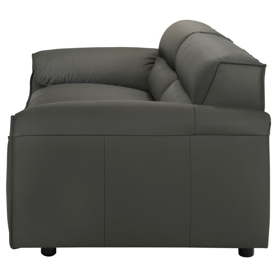 Buxton - Top Grain Leather Upholstered Sofa - Graphite Stationary Sofa modern furniture Contempo Furniture