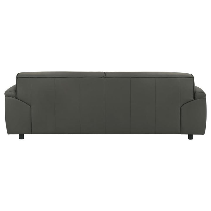Buxton - Top Grain Leather Upholstered Sofa - Graphite Stationary Sofa modern furniture Contempo Furniture