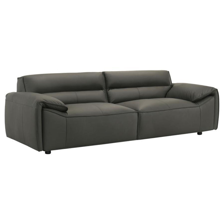 Buxton - Top Grain Leather Upholstered Sofa - Graphite Stationary Sofa modern furniture Contempo Furniture