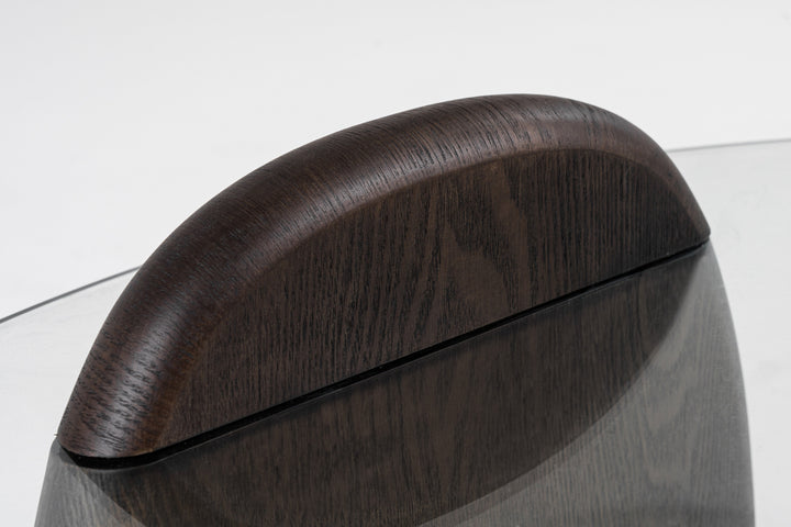 Buxton  Mid-Century Modern Glass + Dark Walnut Coffee Table