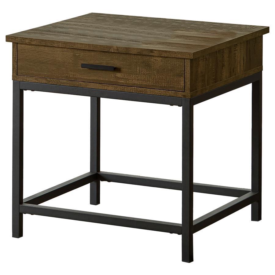 Byers - 1 - Drawer Square Engineered Wood End Table - Brown Oak End Table modern furniture Contempo Furniture