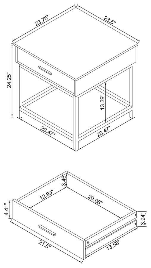 Byers - 1 - Drawer Square Engineered Wood End Table - Brown Oak End Table modern furniture Contempo Furniture