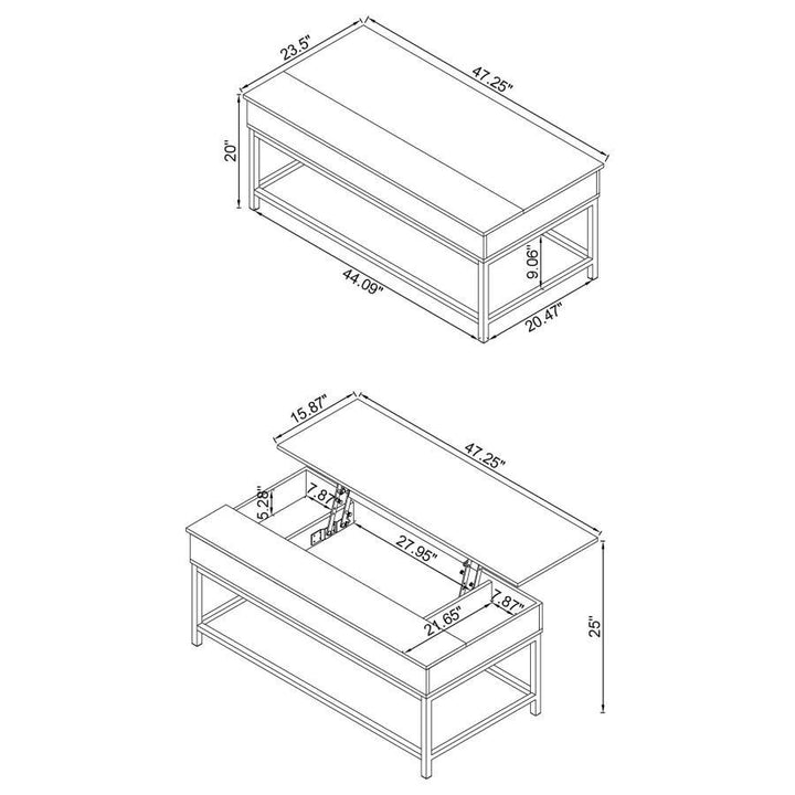 Byers - 2 Piece Lift Top Coffee And End Table Set - Brown Oak Coffee Table Set modern furniture Contempo Furniture
