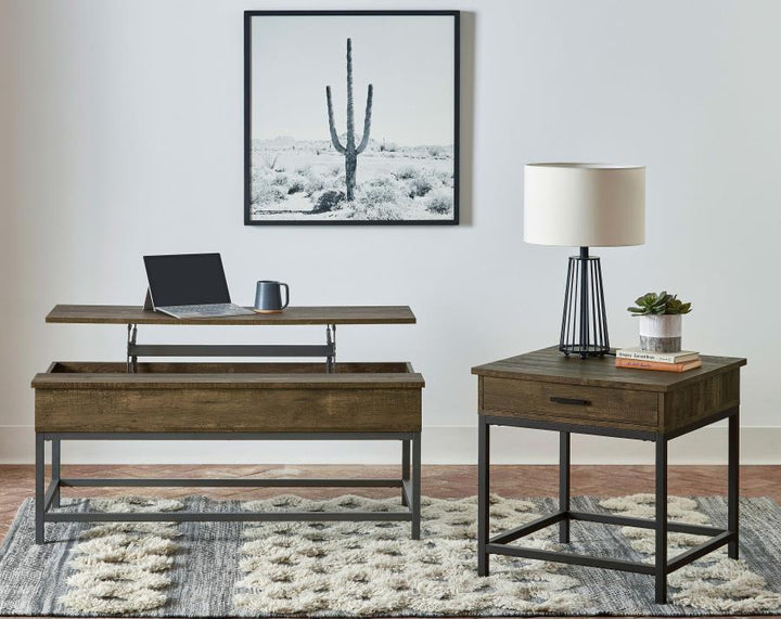 Byers - Engineered Wood Lift Top Coffee Table - Brown Oak Coffee Table modern furniture Contempo Furniture