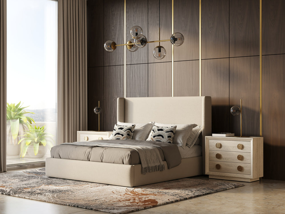 Byrne - Modern Beige Fabric Bed - View 9