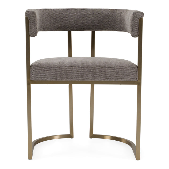 Byron - Modern Grey Fabric + Antique Brass Dining Chair