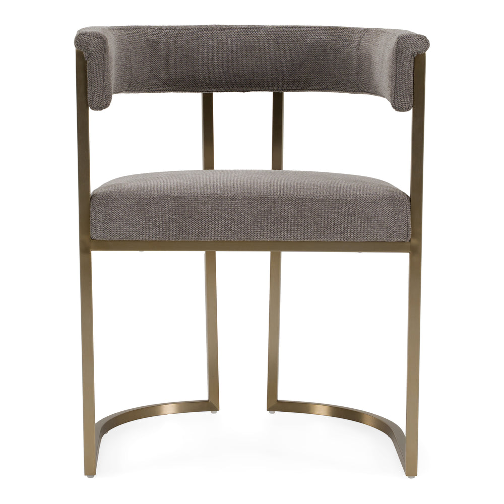 Byron - Modern Grey Fabric + Antique Brass Dining Chair - View 5