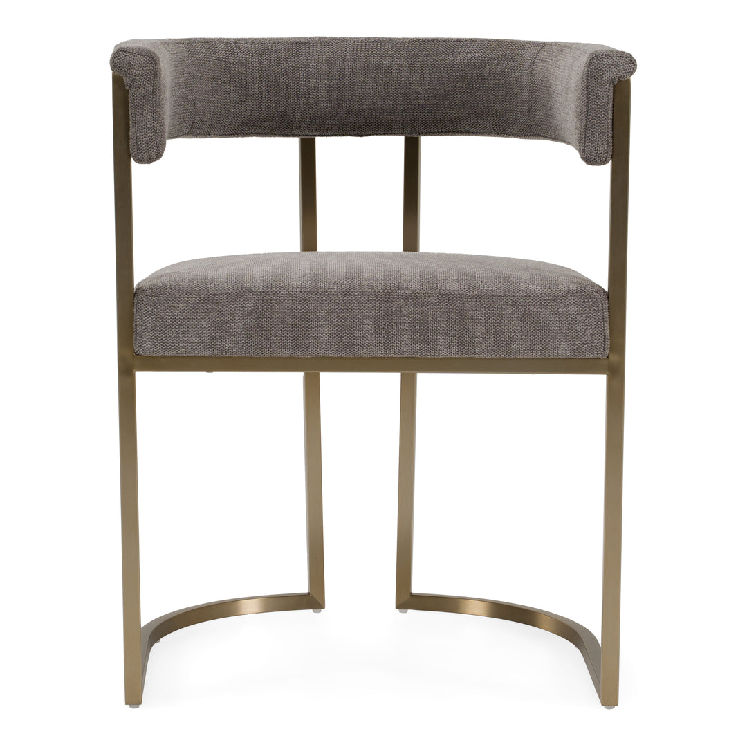 Byron - Modern Grey Fabric + Antique Brass Dining Chair