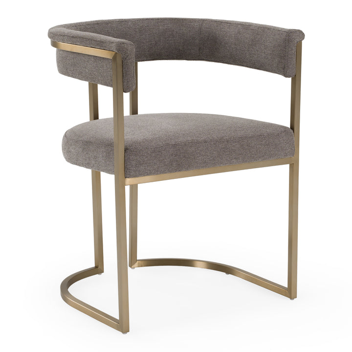 Byron - Modern Grey Fabric + Antique Brass Dining Chair