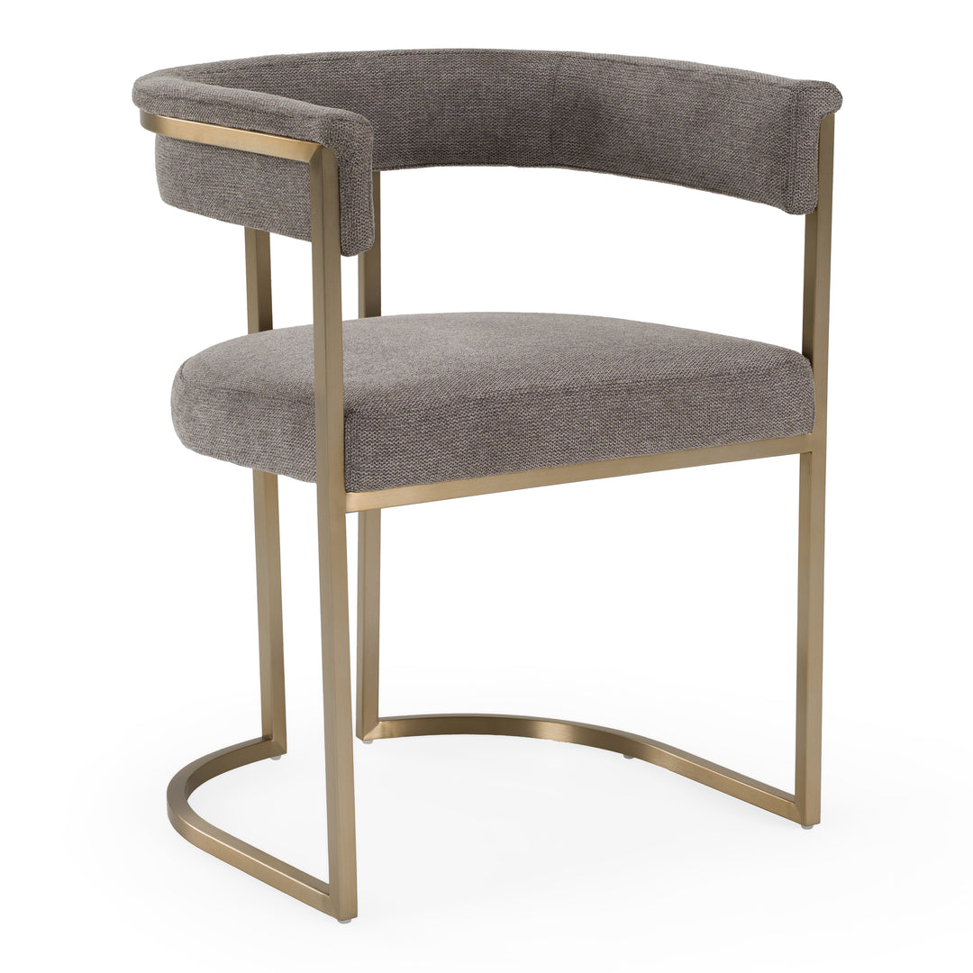 Byron - Modern Grey Fabric + Antique Brass Dining Chair