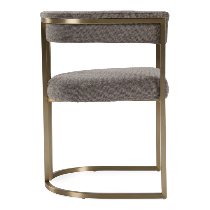 Byron - Modern Grey Fabric + Antique Brass Dining Chair