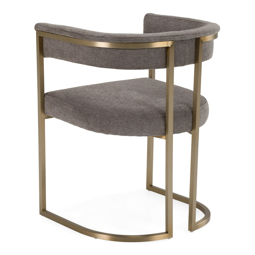 Byron - Modern Grey Fabric + Antique Brass Dining Chair