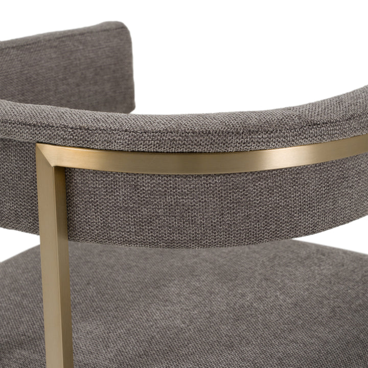 Byron - Modern Grey Fabric + Antique Brass Dining Chair