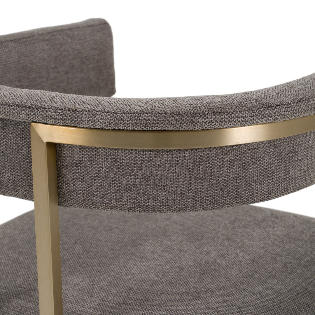 Byron - Modern Grey Fabric + Antique Brass Dining Chair