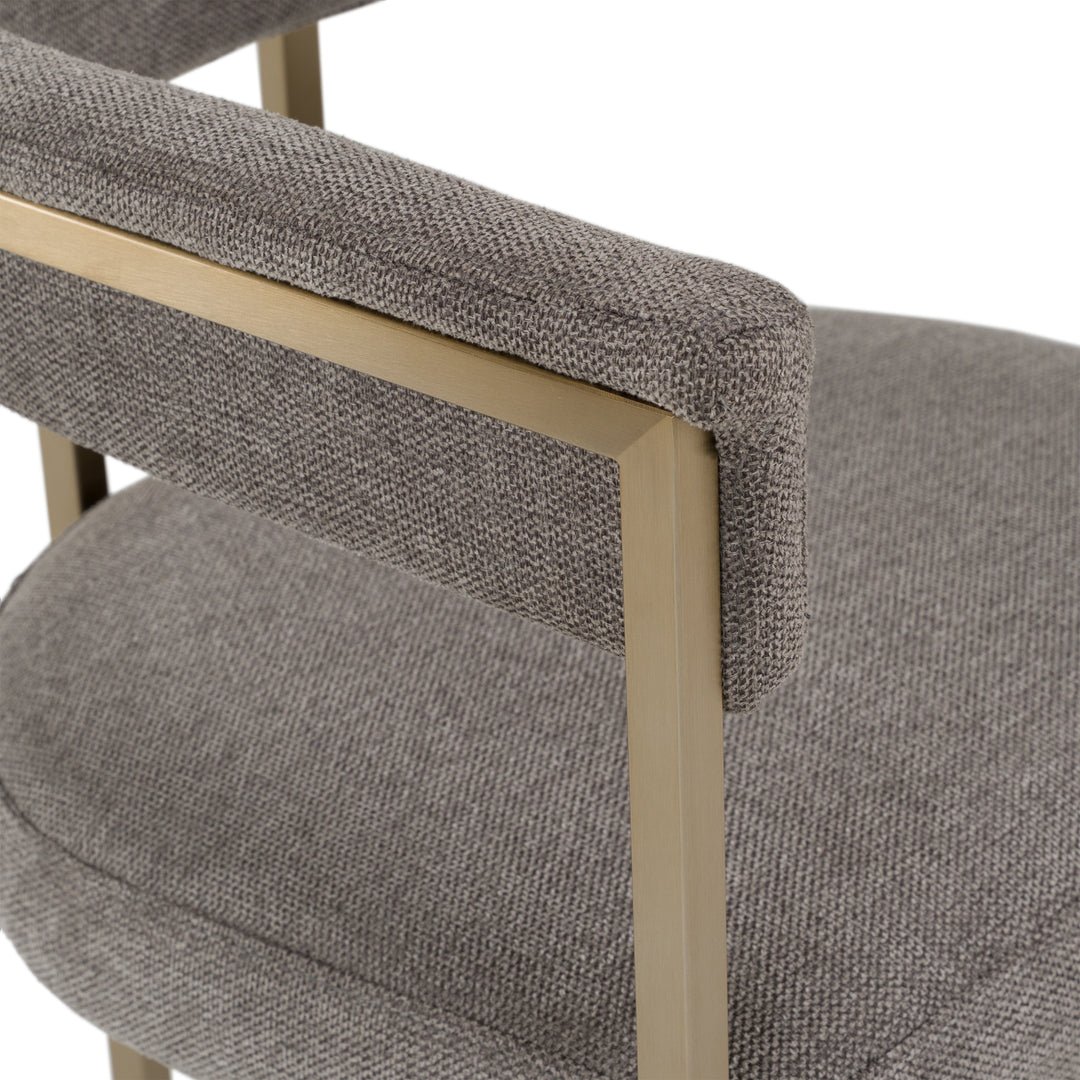 Byron - Modern Grey Fabric + Antique Brass Dining Chair