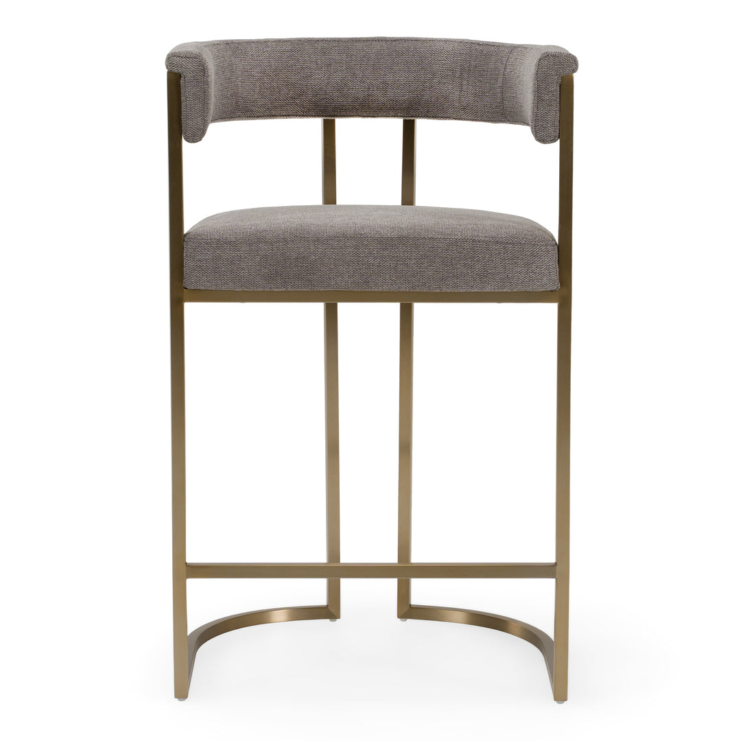 Byron - Modern Grey Fabric + Antique Brass Counter Chair