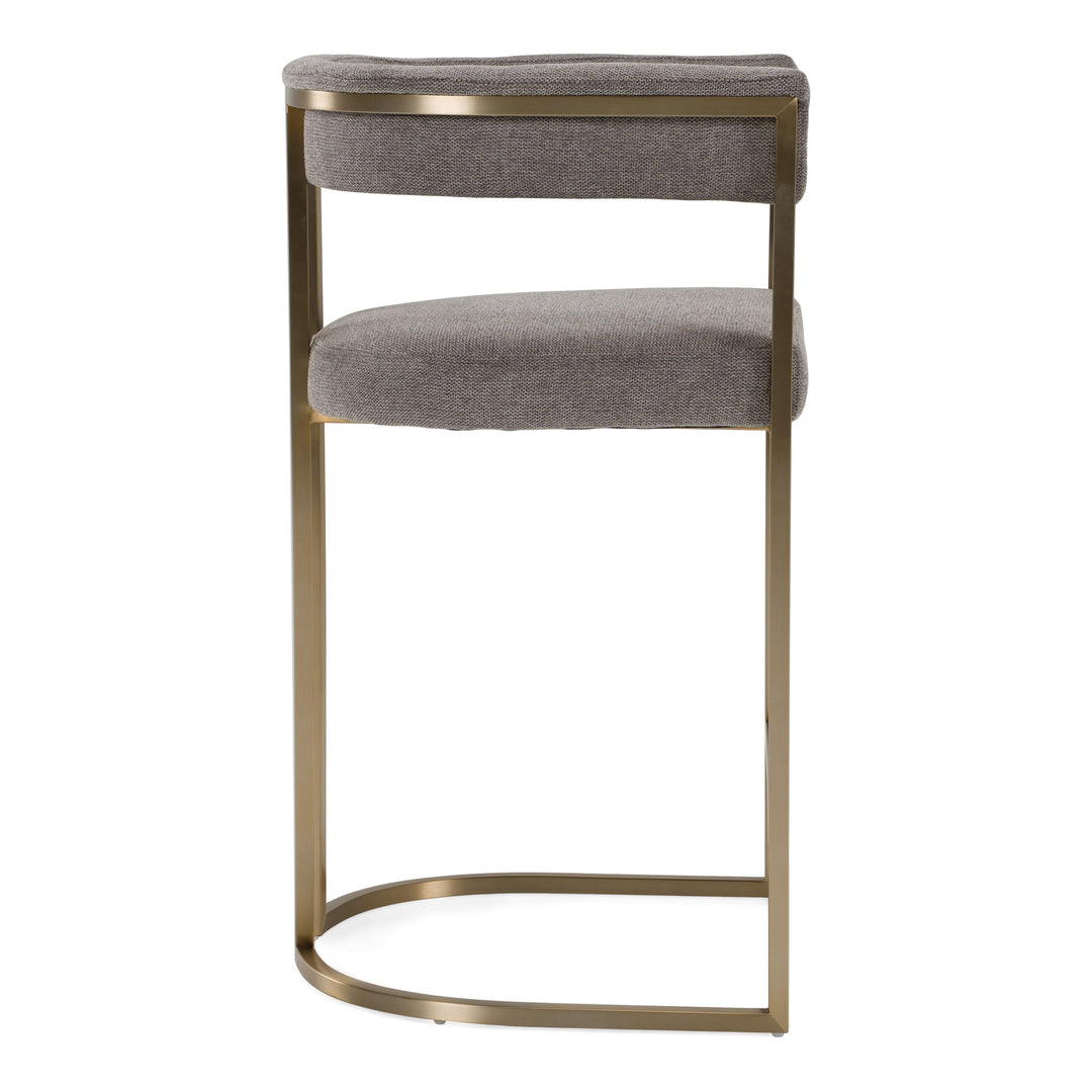 Byron - Modern Grey Fabric + Antique Brass Counter Chair