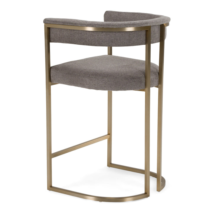 Byron - Modern Grey Fabric + Antique Brass Counter Chair