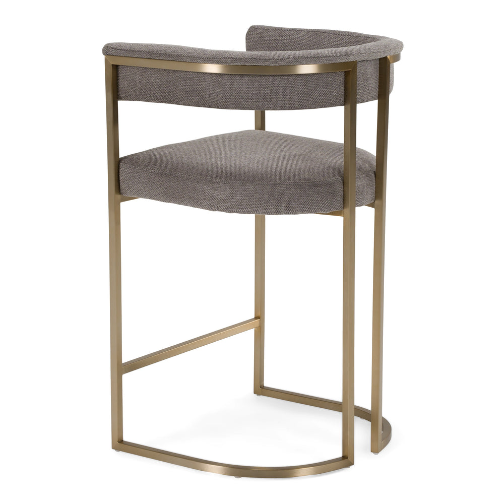Byron - Modern Grey Fabric + Antique Brass Counter Chair - View 7