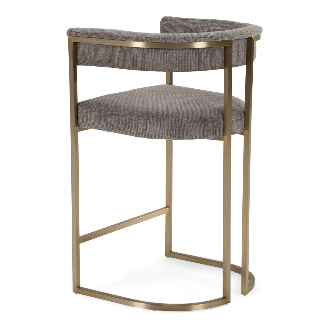 Byron - Modern Grey Fabric + Antique Brass Counter Chair