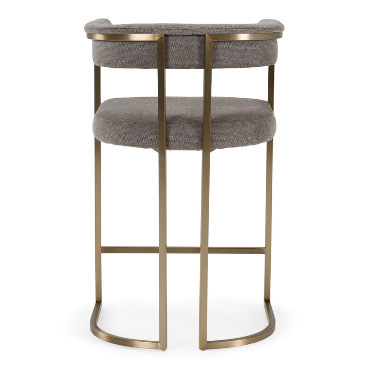 Byron - Modern Grey Fabric + Antique Brass Counter Chair