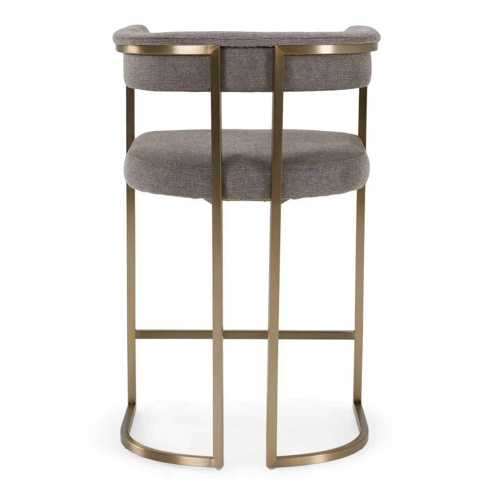 Byron - Modern Grey Fabric + Antique Brass Counter Chair - View 8