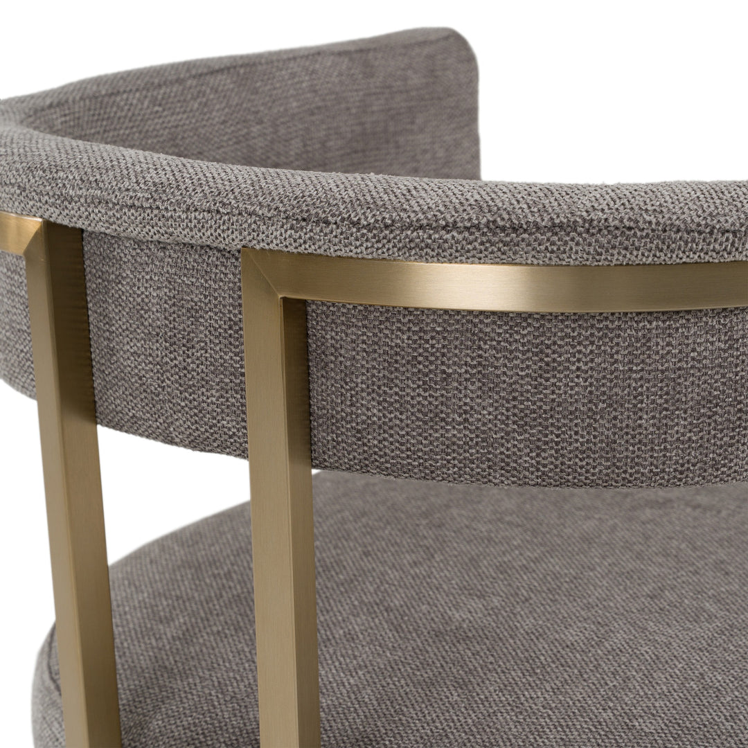 Byron - Modern Grey Fabric + Antique Brass Counter Chair