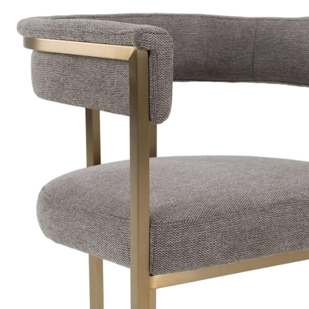 Byron - Modern Grey Fabric + Antique Brass Counter Chair
