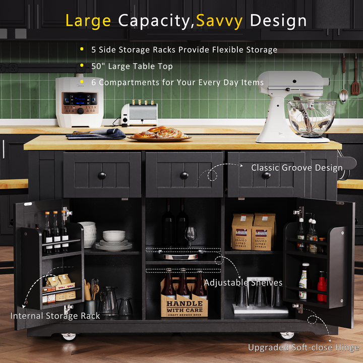 53-inch-black-kitchen-island-cart-with-drop-leaf-and-power-outlet
