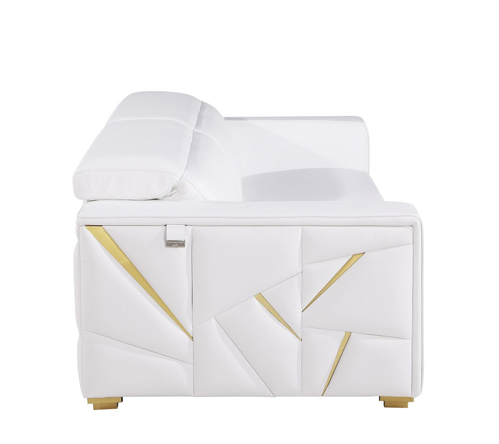 DivanItalia 1120 Loveseat with Adjustable Headrest in Top-Grain Italian Leather - White