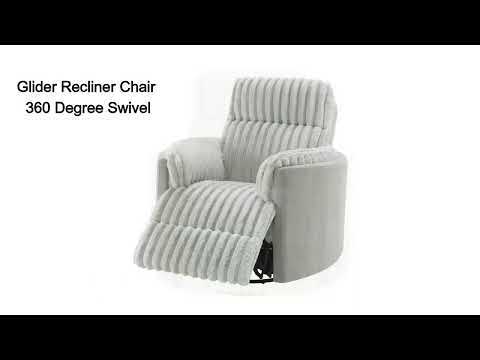 Emee - Glider Recliner With Swivel - Gray Corduroy