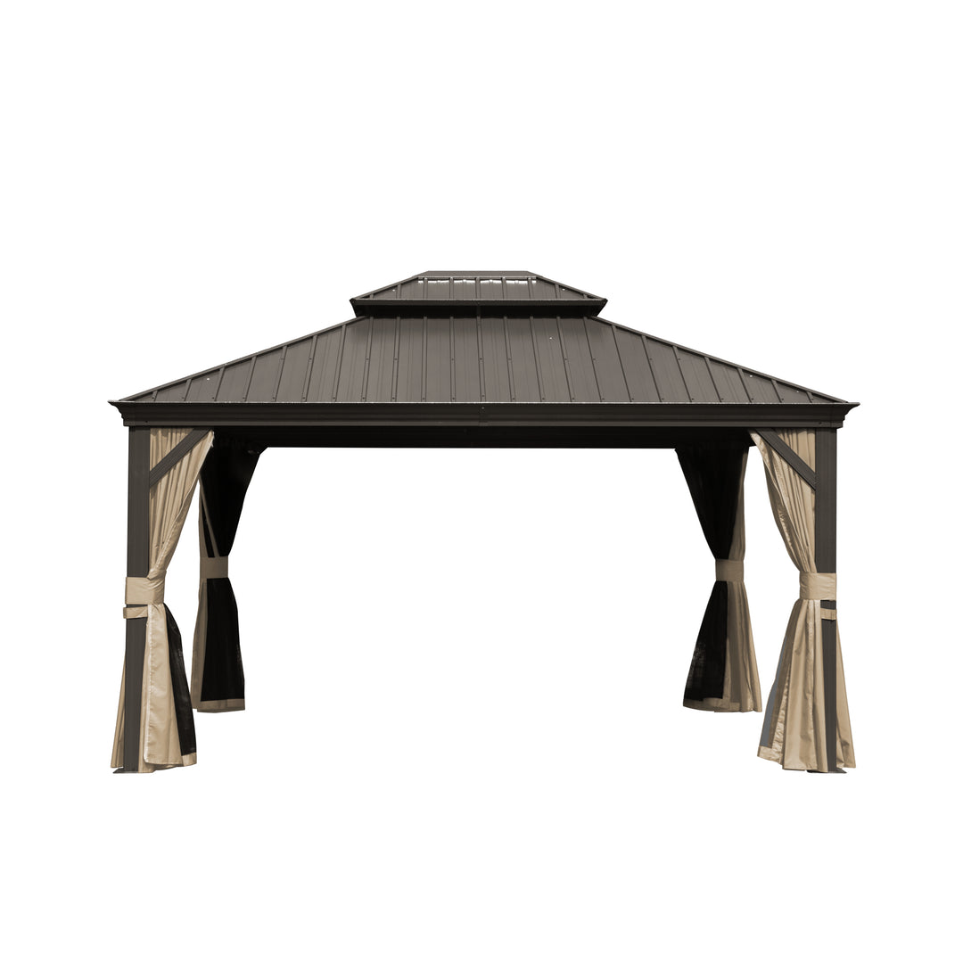 Hardtop Gazebo Outdoor Aluminum Gazebos Grill with Galvanized Steel Double Canopy for Patios Deck Backyard