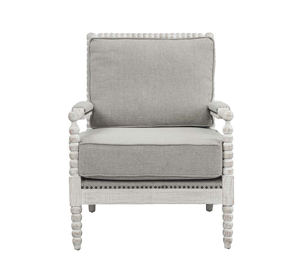 Saraid - Accent Chair - Gray Linen & Light Oak
