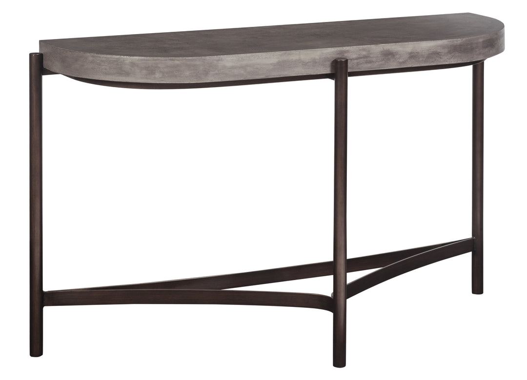 Modus Furniture A89423 Lyon Semi Circular Natural Concrete And Metal Console Table