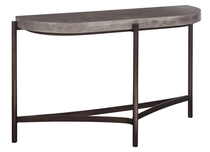 Modus Furniture A89423 Lyon Semi Circular Natural Concrete And Metal Console Table