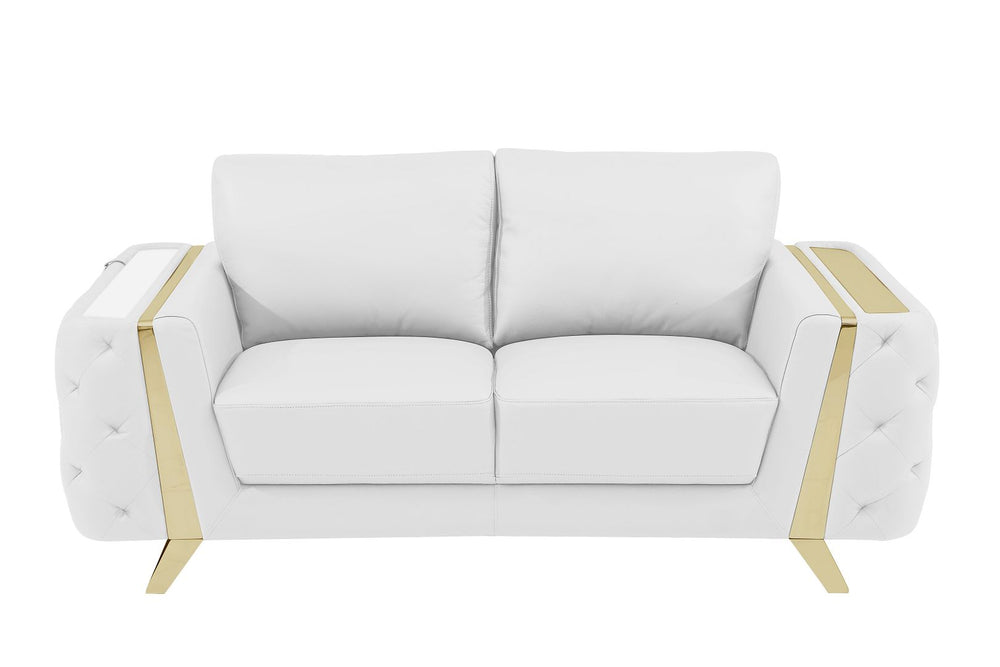 DivanItalia 1050 Loveseat in Top-Grain Italian Leather - White