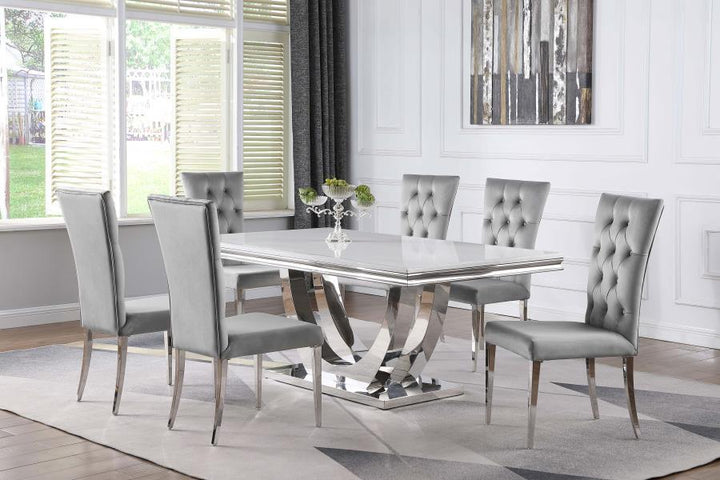 Kerwin - Velvet Upholstered Dining Side Chair  - Gray