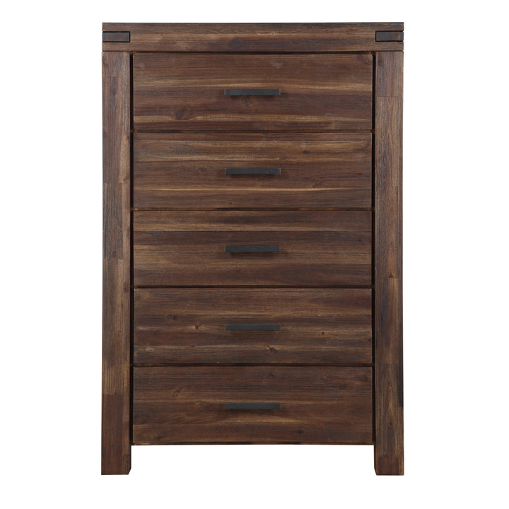 Modus Furniture 3F4184A Meadow Five Drawer Solid Wood Chest In Brick Brown 2024