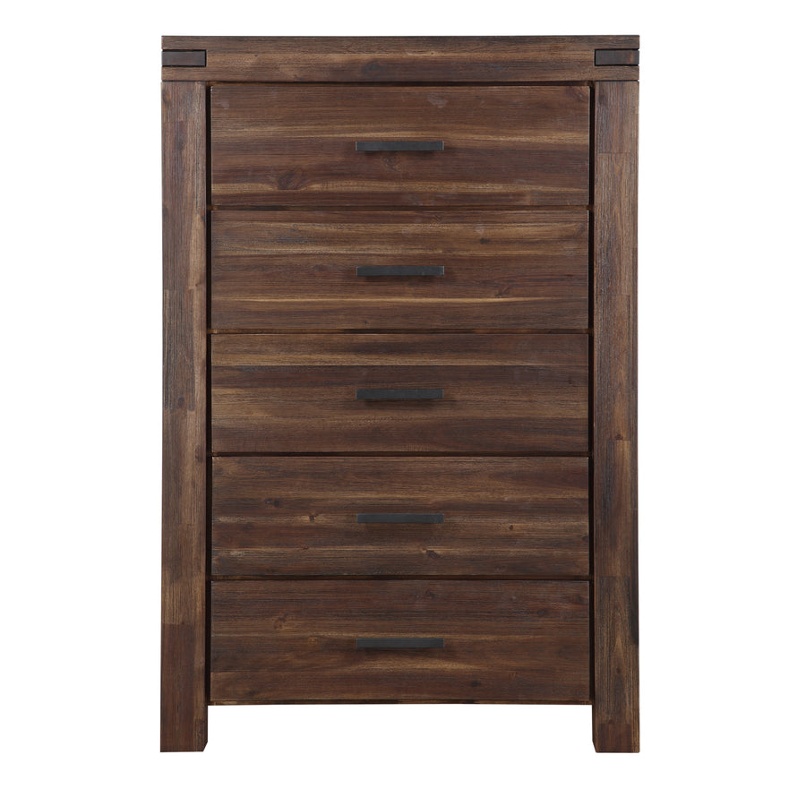 Modus Furniture 3F4184A Meadow Five Drawer Solid Wood Chest In Brick Brown 2024