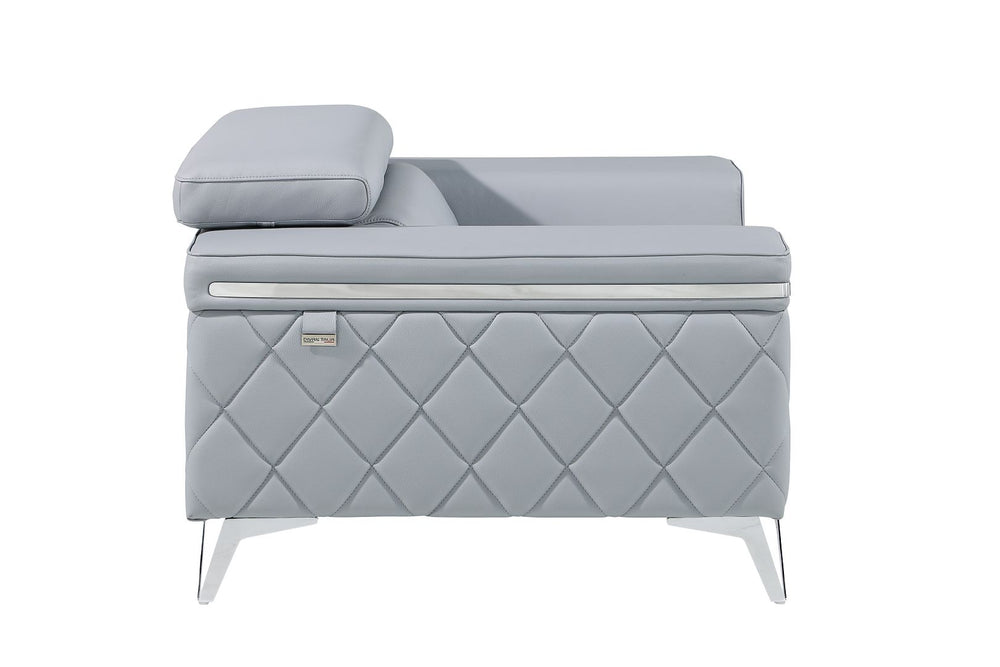 DivanItalia 1140 Chair with Adjustable Headrest in Top-Grain Italian Leather - Light Blue