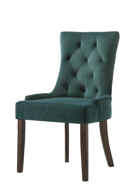 Farren - Side Chair Set of 2) - Green Velvet & Weathered Oak