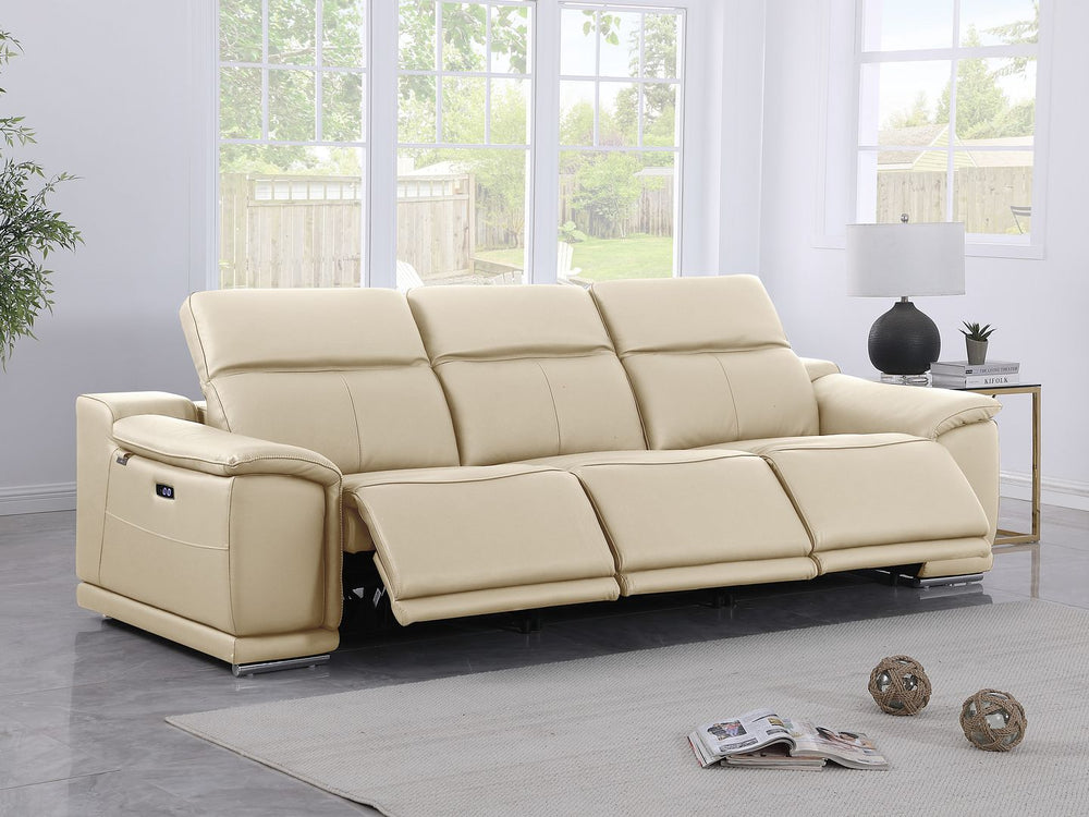 DivanItalia 9762 3-Piece Modular Power Reclining Sofa with 3 Power Recliners in Top Grain Italian Leather - Beige