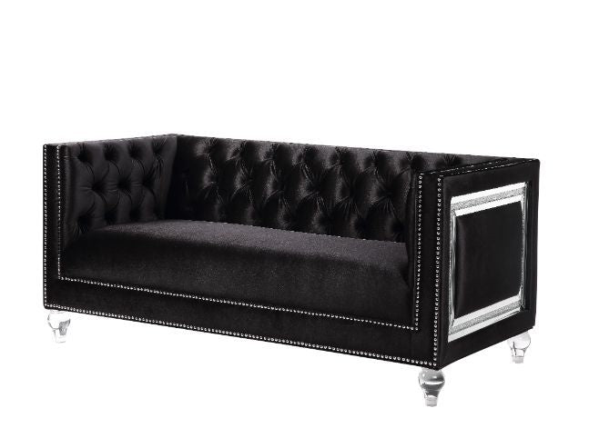 ACME Furniture Heibero Loveseat With 2 Pillows Same Lv01404) Black Velv