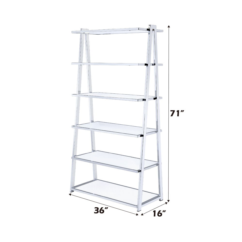 Coleen - Bookshelf - White High Gloss & Chrome