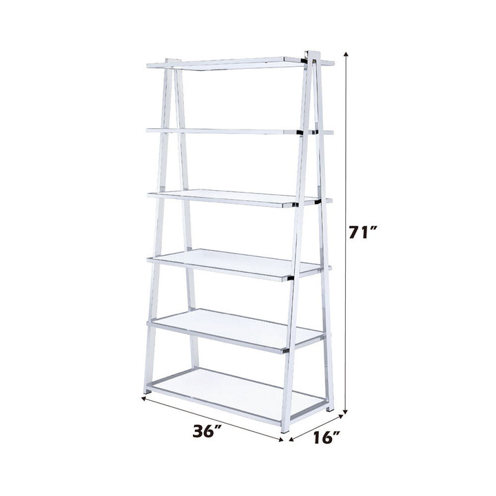 Coleen - Bookshelf - White High Gloss & Chrome