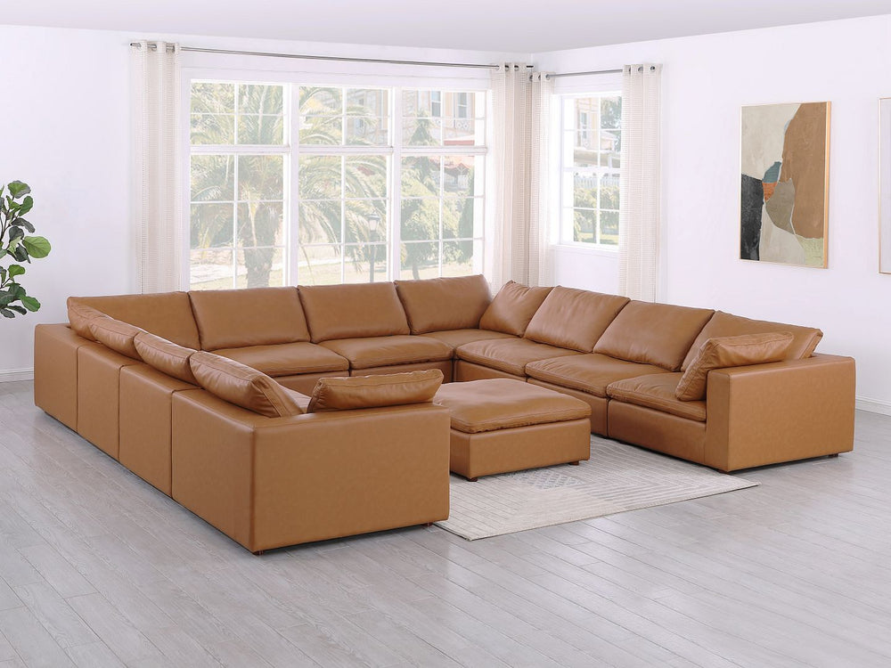 DivanItalia 1100 11-Piece U-Shaped Sectional in Top-Grain Italian Leather - Cognac